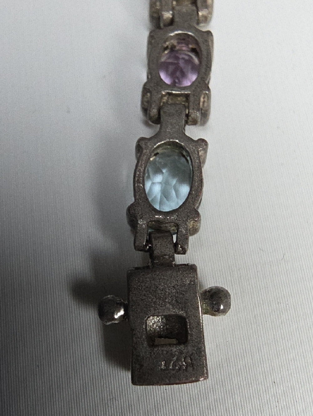 Estate Multi-Color Gemstone Tennis Bracelet - Women Jewelry - Picture 4 of 8